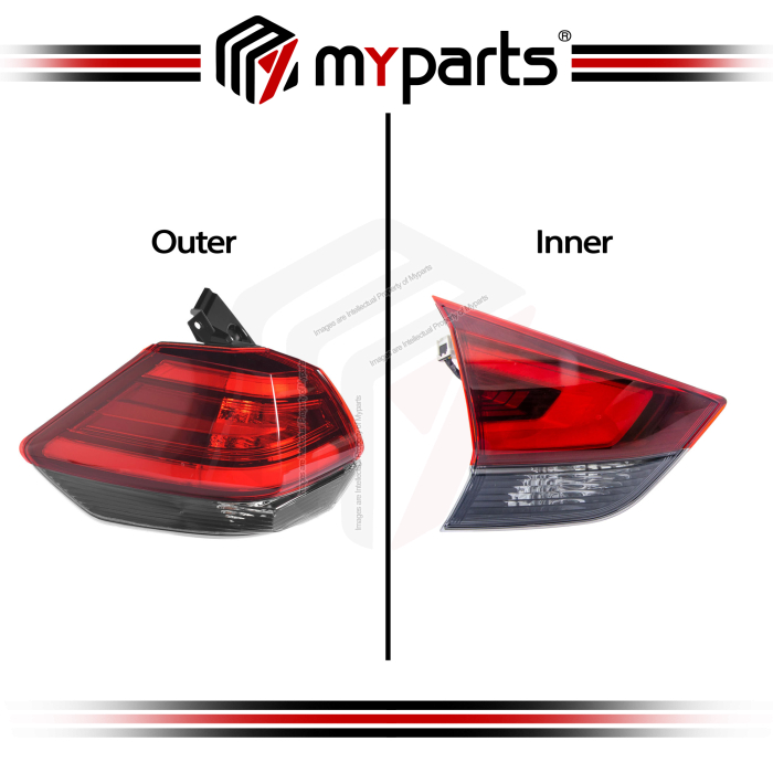 TYC Fits Nissan X-Trail XTrail T32 2019- Facelift Outer Taillamp Tail Lamp Taillight Tail Light Rear | Pair LH Left (Passenger) + RH Right (Driver)