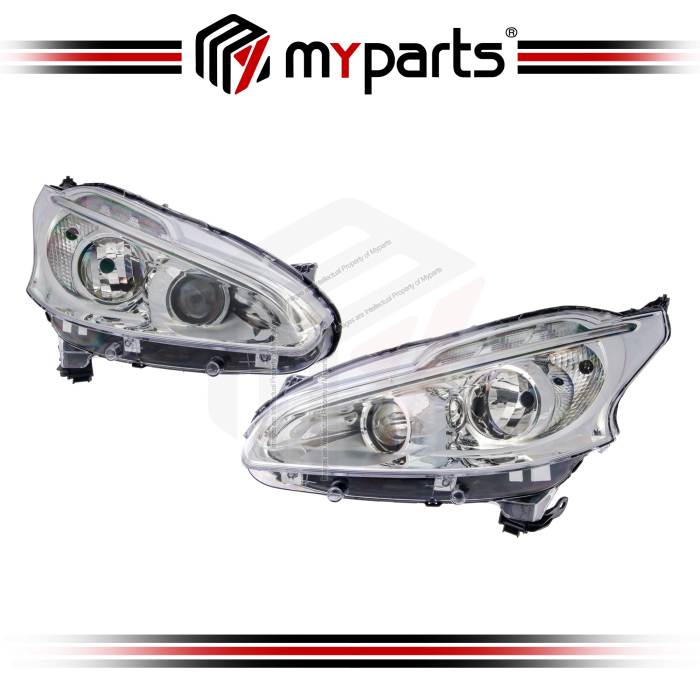 TYC Taiwan Fits Peugeot 208 2012~2015 2 / 4 Door Hatch Headlamp Head Lamp Headlight Head Light Front | Set LH Left Hand Side + RH Right Hand Side
