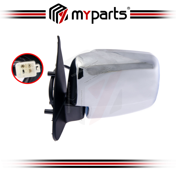 Myparts Taiwan Ford Ranger WL PH 1998~2006 (Electric Chrome) 3 Pins Side Door Mirror Rear View | LH Left Hand (Passenger Side)