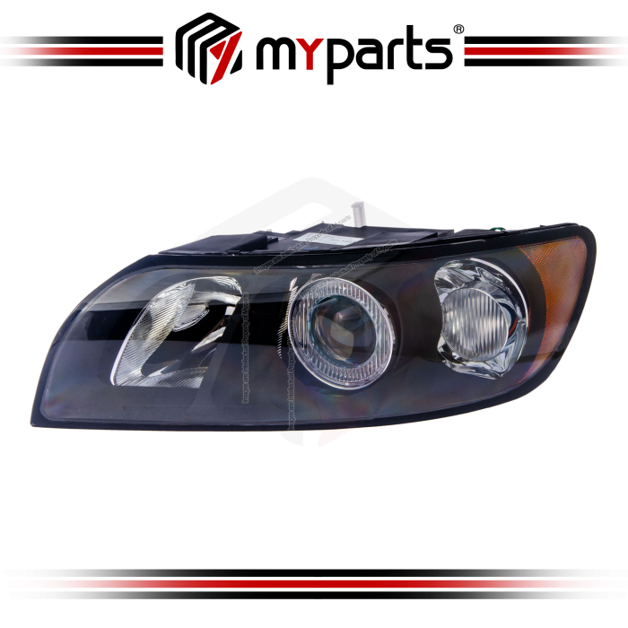TYC Fits Volvo S40 / V50 2004~2007 (Black / Halogen) Headlamp Head Lamp Headlight Head Light | LH Left Hand (Passenger Side)