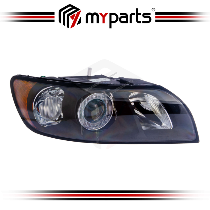 TYC Fits Volvo S40 / V50 2004~2007 (Black / Halogen) Headlamp Head Lamp Headlight Head Light | RH Right Hand (Driver Side)