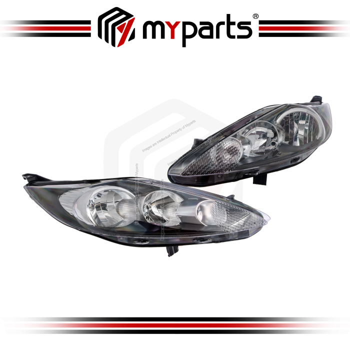 TYC Taiwan Ford Fiesta MK6 2008~2013 (Smoke) Headlamp Head Lamp Headlight Head Light Front | Set LH Left Hand Side + RH Right Hand Side