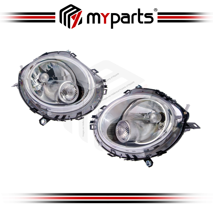 TYC Fits Mini Cooper R56 R57 Series 2007~2010 (Clear Halogen) Headlamp Head Lamp Front Headlight Head Light | Set LH Left Hand + RH Righ Hand