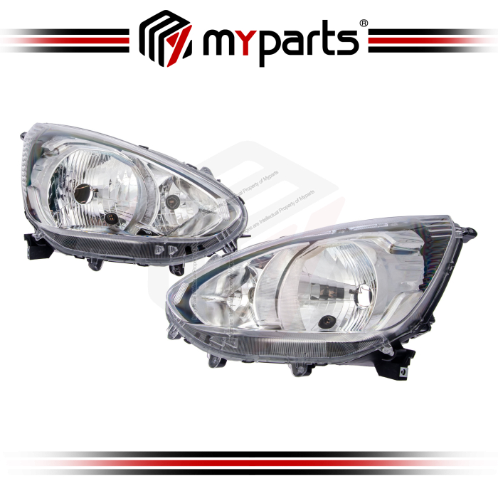 TYC Fits Mitsubishi Mirage A00 A03A 2012~2015 Headlamp Head Lamp Front Headlight Head Light | Set LH Left Hand Side + RH Right Hand Side