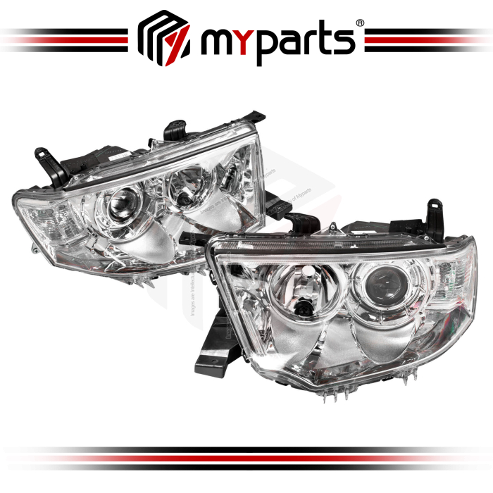 TYC Fits Mitsubishi Pajero Sport PB KG KH 2009-2015 | Headlight Head Light Front Lamp (Halogen Non Xenon) | Pair LH LHS Left Hand + RH RHS Right Hand
