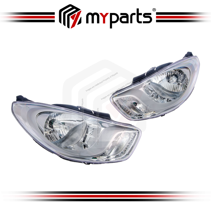 TYC Taiwan Hyundai Inokom i10 2011~2013 (Chrome) Headlamp Head Lamp Front Headlight Head Light | Set LH Left Hand Side + RH Right Hand Side