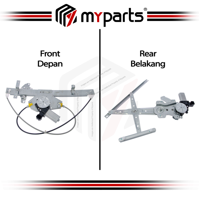 Myparts Fits Nissan Sylphy B17 2014-2017 | FRONT (2Pins Motor) Electric Power Window Gear Regulator Door | LH Left Hand (Passenger Side)