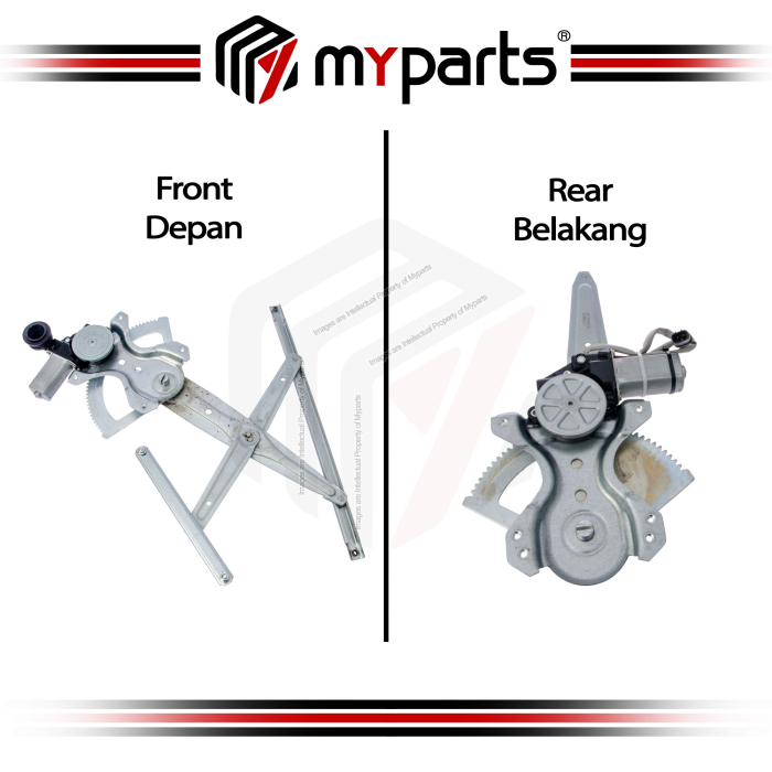 Myparts Fits Toyota Hilux Vigo KUN25 2005~2015 | FRONT (2Pins Motor) Electric Window Gear Regulator Door | Set LH Left Hand Side+ RH Right Hand Side