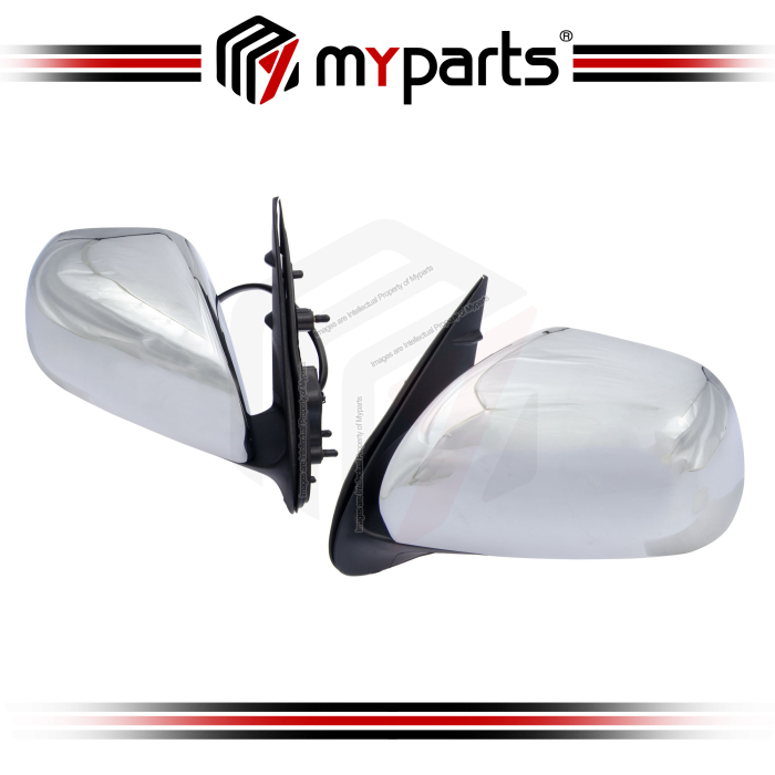 Myparts Fits Toyota Hiace Van KDH200 2014~2019 Power Side Door Mirror (Chrome, Auto Flip 5 Pins) | Pair LH Left Hand (Passenger) + RH Right (Driver)