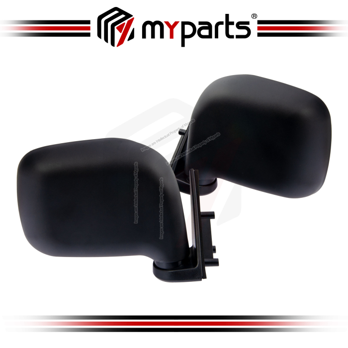 TYC Fits Toyota Unser KF80 1996~2003 Manual Black Side Door Mirror Rear View | Pair LH Left  (Passenger) + RH Right Hand (Driver)