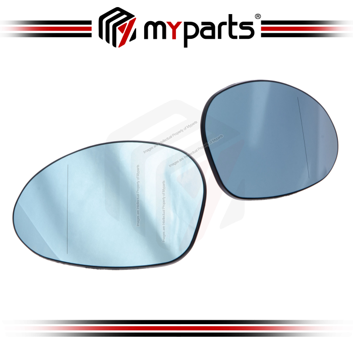 Myparts BMW 1 Series E82 E88 Pre-Facelift 2007-2010 | Heated Blue Side Door Mirror Glass Lens (Aspherical) | Set LH LHS Left + RH RHS Right
