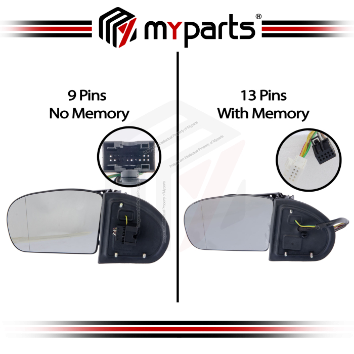 Myparts Mercedes Benz C Class W203 2000-2007 Power Electric Side Door Mirror | Set LH LHS Left + RH RHS Right