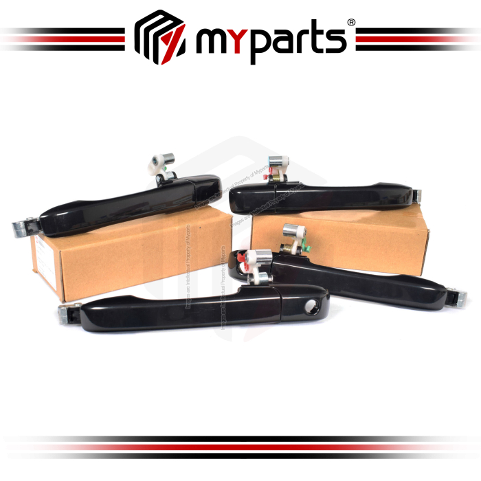 Myparts Fits Honda CRV CR-V RD S9A 2001~2006 | REAR Outer Door Handle (Smooth Black) | Set 4 Pcs (Set of LH Left Hand + Set Of RH Right Hand)