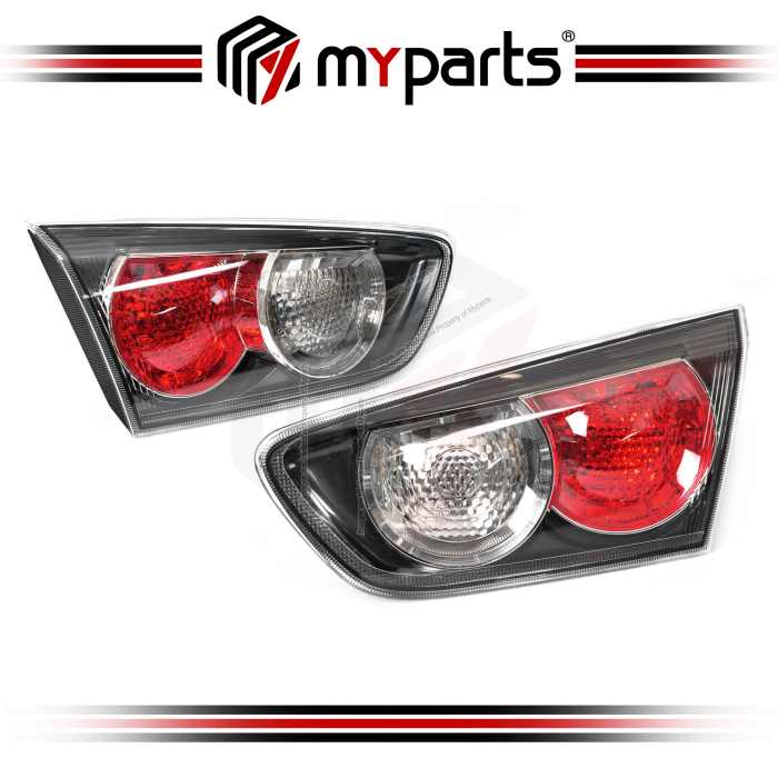 TYC Fits Mitsubishi Lancer CJ CY4A Sedan 2008~2016 | Inner Taillight Tail Light Boot Lid Trunk Rear Lamp (Black) | Set LH Left Hand + RH Right Hand