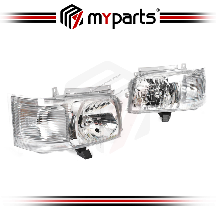 TYC Fits Toyota Hiace Van H200 Series 1 2005~2010 | Headlight Head Light Front Lamp (Chrome) | Set LH Left Hand (Passenger) + RH Right Hand (Driver)