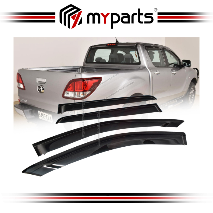 Myparts Fits Mazda BT50 BT-50 UP UR 2011~2021 Double Cab Dual Cab | Complete Set of 4 Pcs Injection Weathershield Weather Shields Sun Window Visor