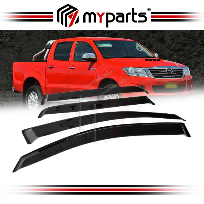 TYC Fits Toyota Hilux SR SR5 TGN KUN GGN 2005~2015 2WD 4WD | Complete Set of 4 Pcs Injection Weathershield Weather Shields Sun Window Visor