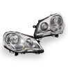TYC Fits VolksWagen VW Polo 2005~2010 | Headlight Head Light Front Lamp (Silver Chrome With Adjuster Motor) | Pair LH Left Hand + RH Right Hand